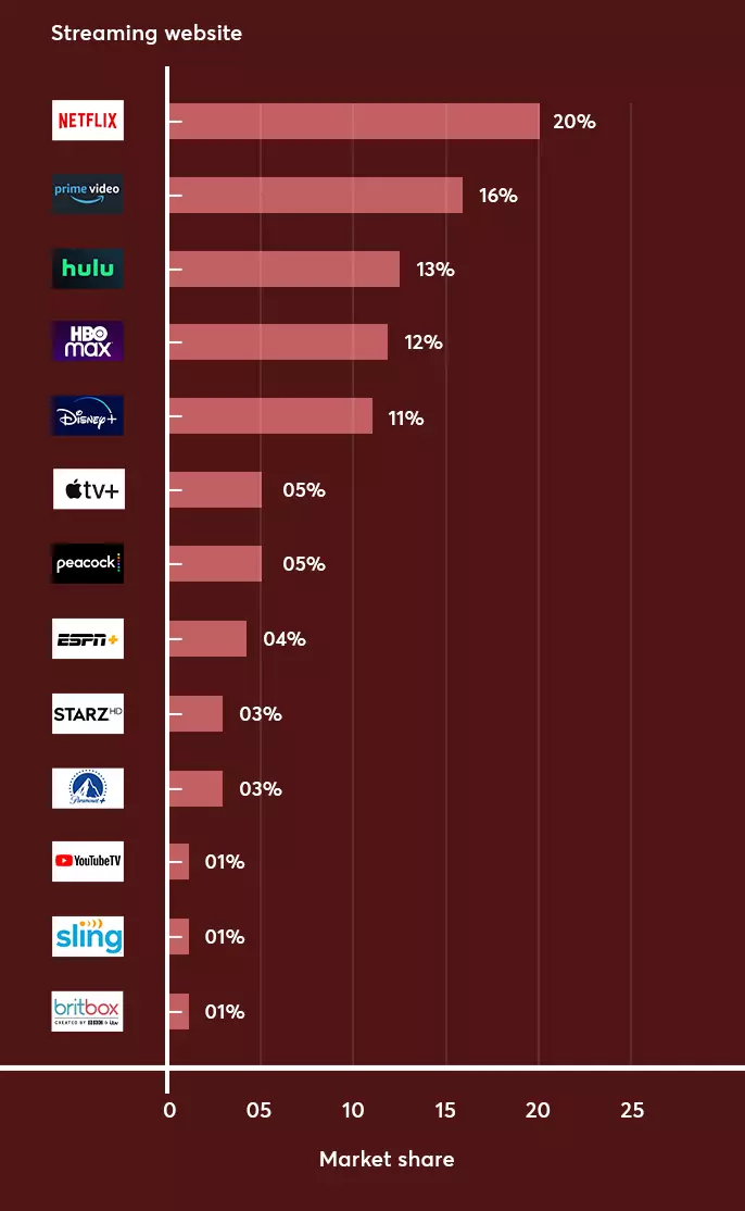 market share of top streaming websites