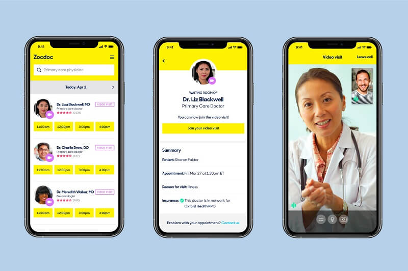 Zocdoc app for e-healthcare